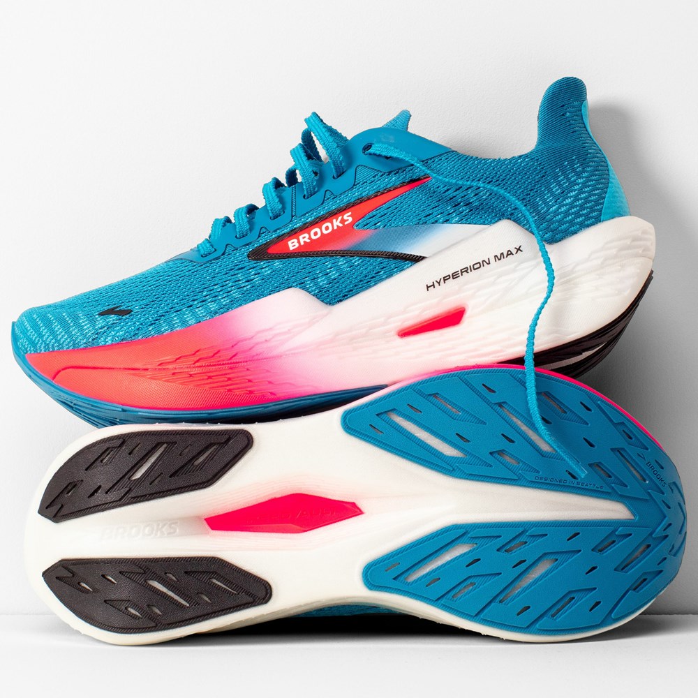 Chaussures Running Route Brooks Hyperion Max 2 Bleu Rose Noir Femme | NIU-0618387